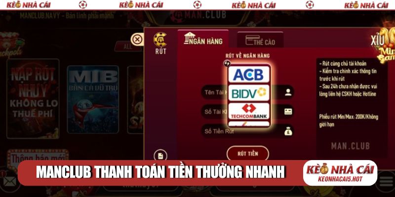 ManClub thanh toán tiền thưởng thắng nhanh chóng